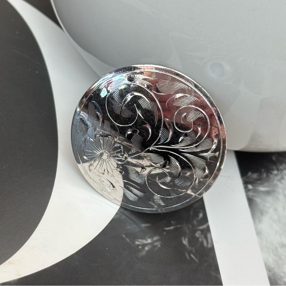 60's Floral Sterling Silver Brooch - Dynasty Pin - Floral Brooch - 60's Jewelry